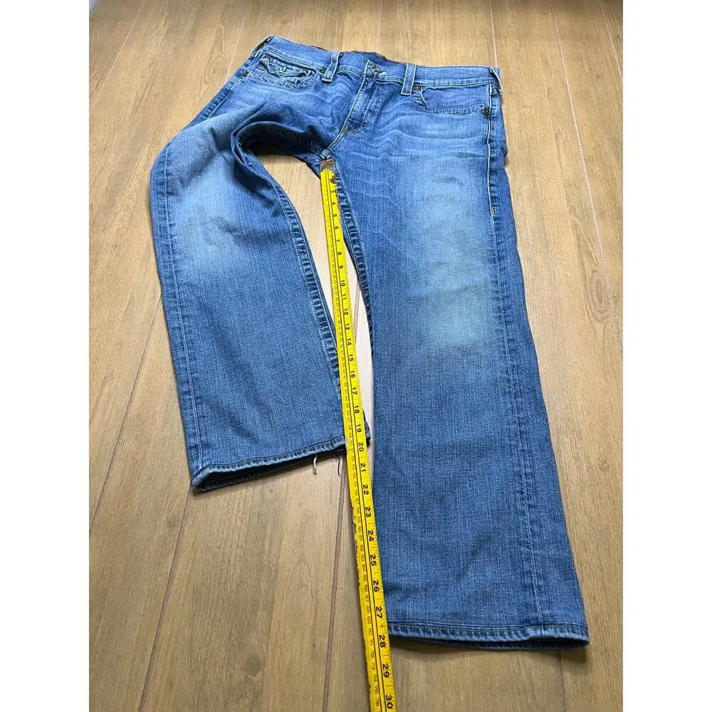 True Religion Jeans Mens 36X28 Blue‎ Ricky Straight Leg Back Flap Pockets Y2K